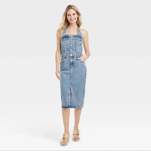 universal thread denim maxi dress Dress Casual Maxi By Universal Thread In Blue Denim, Size: Xs